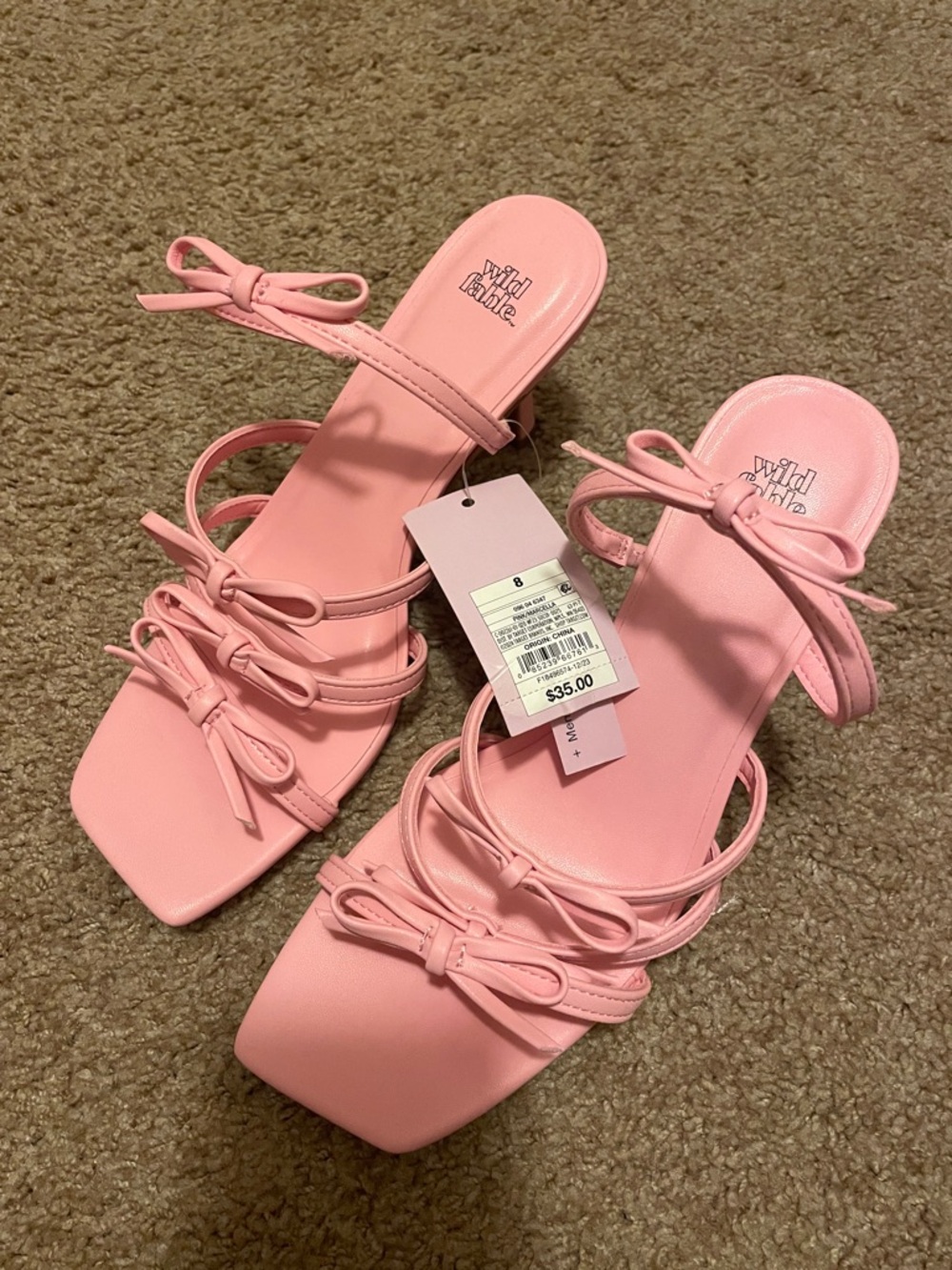 wild fable Pink Strappy Heeled Sandals with Bows